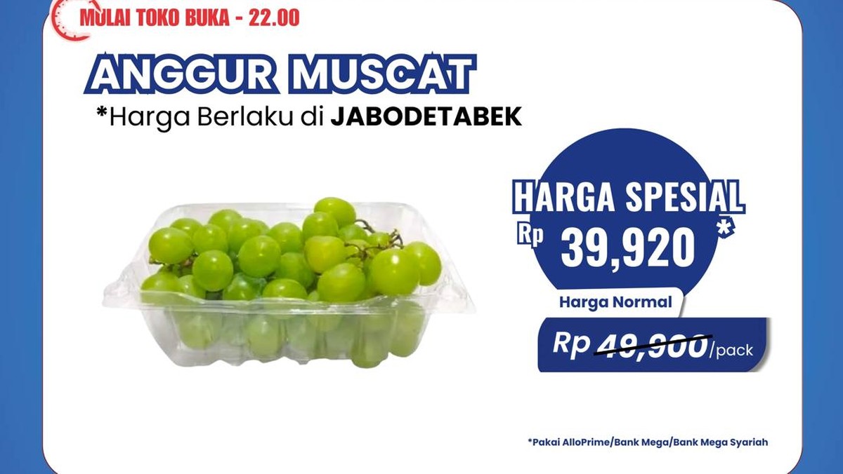 Anggur Muscat dan Red Globe Diskon di Transmart
