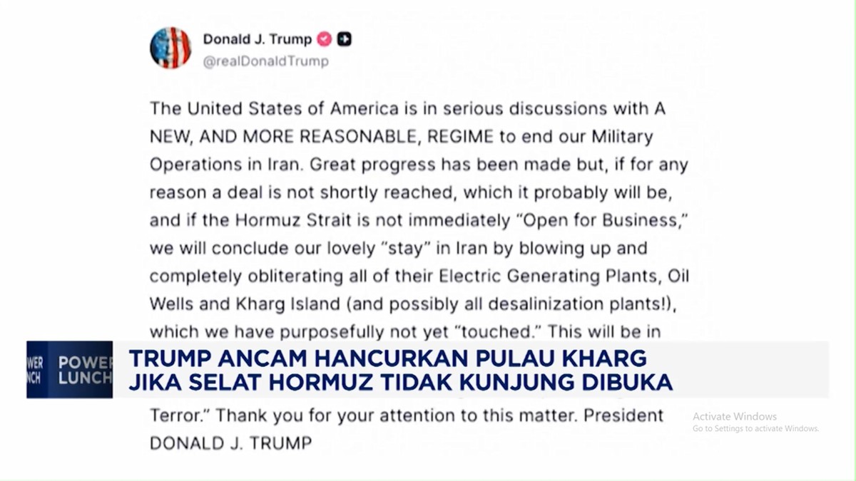 Video: Trump Ancam Hancurkan Pulau Kharg Jika Selat Hormuz Tak Dibuka