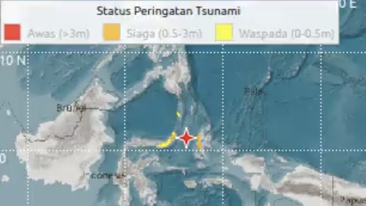 Gempa M 7,6 Guncang Sulut, Gelombang Tsunami Terdeteksi di 5 Wilayah