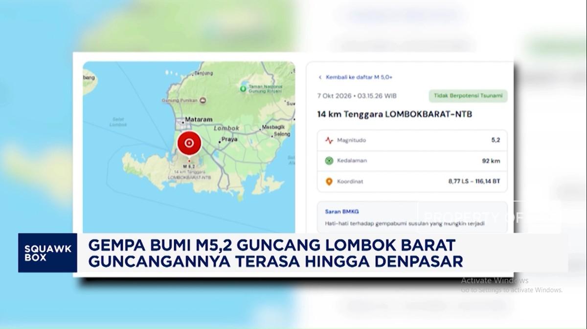 Video: Gempa Bumi M5,2 Guncang Lombok Barat, Terasa hingga Denpasar